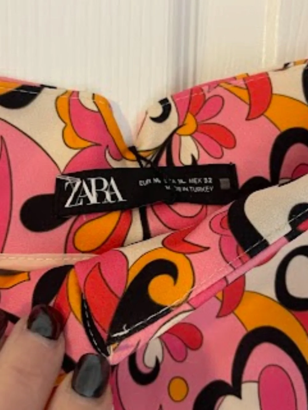 NWT: ZARA pink paisley floral swirl retro skinny cropped high waist pants Sz XL